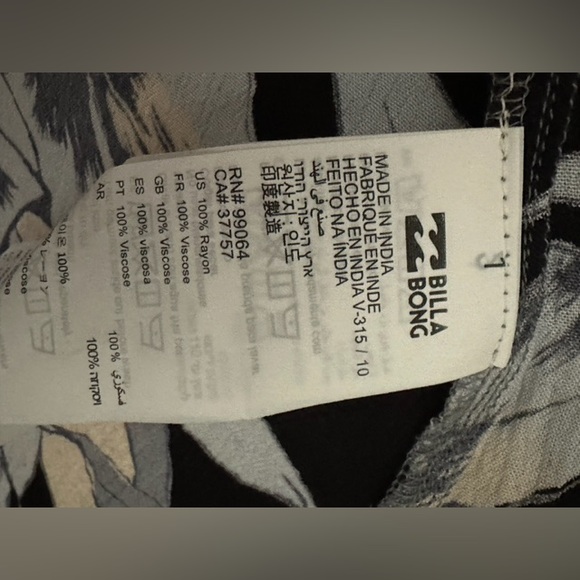 Billabong Button-Up Maxi Dress XS Black Floral Tie Waist Long Sleeve - Picture 10 of 12